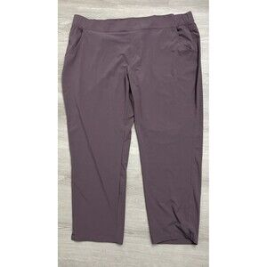Eddie Bauer Traveler Ankle Pant Womens eggplant Purple Elastic Waist comfort XXL